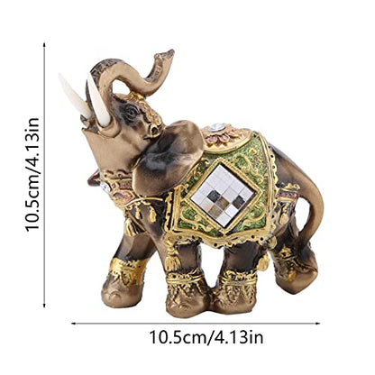 WAL FRONT Lucky Feng Shui Green Elephant Statue Sculpture Wealth Figurine Gift Home Decoration (Green Medium) - size: Green medium