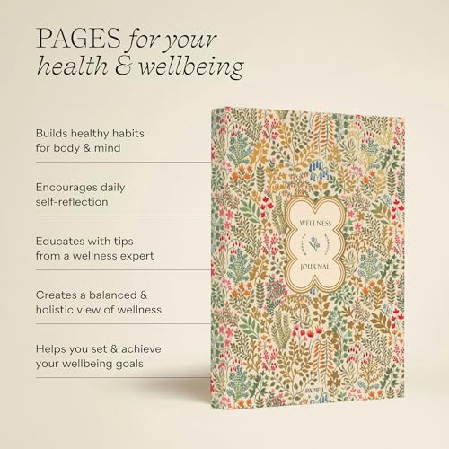 Papier Fairy Flies 12 Week Wellness Journal - Floral Hardback | Log Intentions Sleep & Energy, Morning & Evening | Weekly & Monthly CheckIn | Undated Planner | Reflection, Mindfulness | Self Care Gift