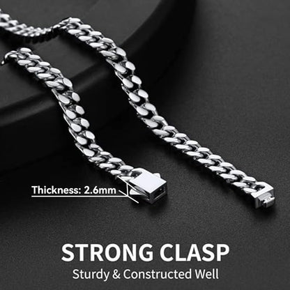 ChainsHouse Stainless Steel Mens Cuban Link Chain, Black/ 18K Gold Plated Miami Cuban Chain Necklace, 5mm/7mm/9mm/12mm/14mm Width, No Tarnish& Durable Hip Hop Mens Jewelry, 18"-30", Send Gift Box - color: a. 5mm width-steel, size: 22 inches