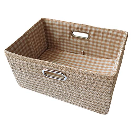 Cabilock 1pc Folding Storage Box with Handle for Room Organization Beige Storage Basket for Home Bedroom Laundry and Living Spaces