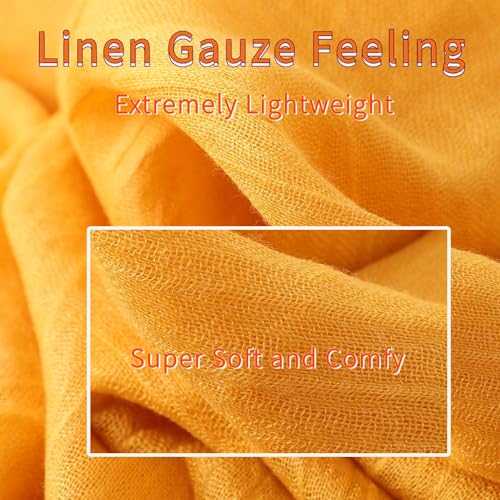 Harewom Lightweight Gauze Linen Feeling Shawl Wraps for Women Beach Summer Scarf for Evening Wedding Dresses - color: Shawl Wraps - Yellow