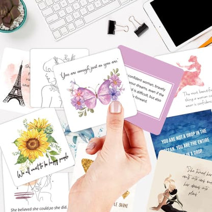 Positive Affirmations Cards for Women - 52 Mindfulness Cards with Affirmations and Inspirational Quotes - Motivational Cards, Meditation Cards, Inspirational Cards, Daily Affirmation Cards - A - color: A-Cyan