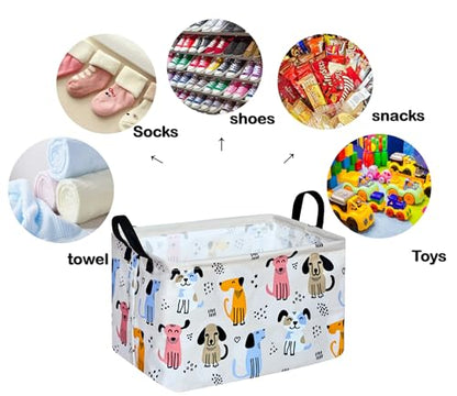 Rectangle Gift Storage Basket Home Shelf Storage Basket Organizer Box Clothes Laundry Hamper Nursery Basket Laundry Basket with Handles (Dog) - color: DOG