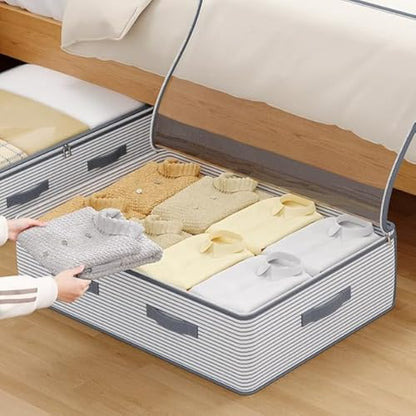 2 PCS Large Storage Bag, Heavy-Duty Non-Woven Fabric with Transparent Window, Multi-Layer Vertical Storage, Suitable for Closet and Under-Bed use.