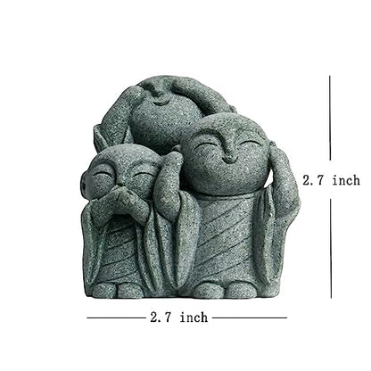 OwMell Japanese Jizo Monk Statue, Buddha Jizo Figurine Memorial Aquarium Statue Ornament - No Evil - color: No Evil