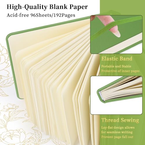 E-WEICHEN Square 5x5 inches 80gsm 96sheets/192 Pages Notebooks Blank Sketchbooks Travel Journal Pocket Hardcover Paint Writing Diary Memo Planner PU Leather Cover. Green - color: PU Cover-5x5in-Green