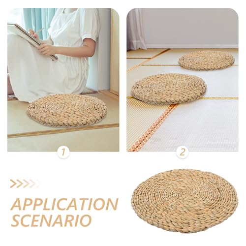 Ciieeo Woven Straw Meditation Cushion 40x40cm Handmade Braided Floor Seat Pad Natural Tatami Style Indoor Floor Seating Mat for Yoga and Home