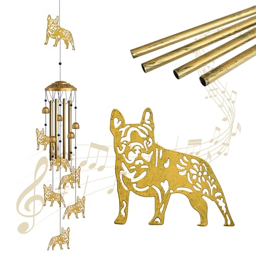 Garden Decor Outdoor Puppy Hanging Wind Chime Decorative - French Bulldog Wind Chimes Hanging Ornament for Pet Lovers Metal Animal Outdoor Garden Art Backyard Decor - color: French Bulldog