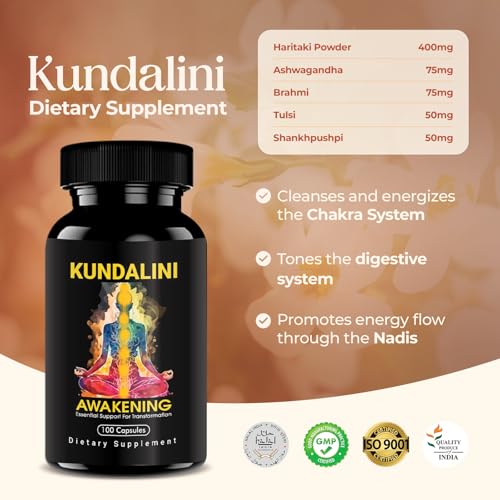KUNDALINI AWAKENING Herbal Supplement – Ayurvedic Herbal Blend with Ashwagandha, Bacopa, Tulsi, and Haritaki – Supports Spiritual Growth, Chakra activation, Meditation, & Higher Consciousness.