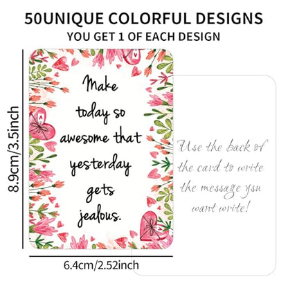 50 Pcs Motivational Cards, 2.52 * 3.5 inch Inspirational Positive Affirmations Cards for Employees Coworkers, and Kids, Blank Back