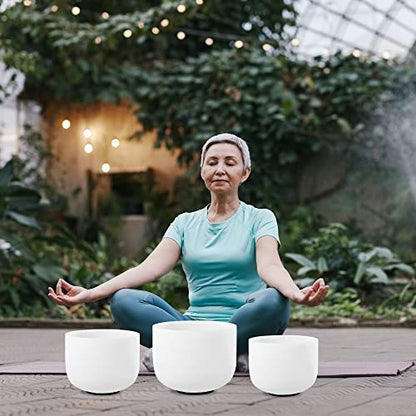 FMTY 7inch 8inch 9inch Crystal singing bowls set sound bowl for healing Mindfulness, Meditation, Yoga, Spiritual and Body Healing Chakra Bowl (E+G+C) - color: E+G+C