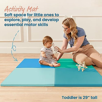 ECR4Kids SoftZone Play Patch Activity Mat Squares, Modular Playmat, Contemporary, 4-Pack - color: Contemporary
