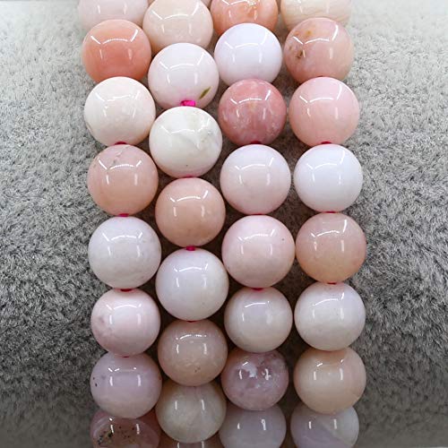 Keleny Gem Semi Precious Gemstones 8mm Natural Quartzite Stone Round Beads Crystal Stretch Bracelet 7 Inch Unisex - color: Peruvian Pink Opal