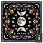 Tarot Altar Cloth Black Tablecloth Flowers and Lunar Phases Print Card Table Tablecloth with Velvet Tarot Card Bag for Reading Rituals Crystals Spiritual Divination Witchcraft Supplies - color: Flowers and Lunar