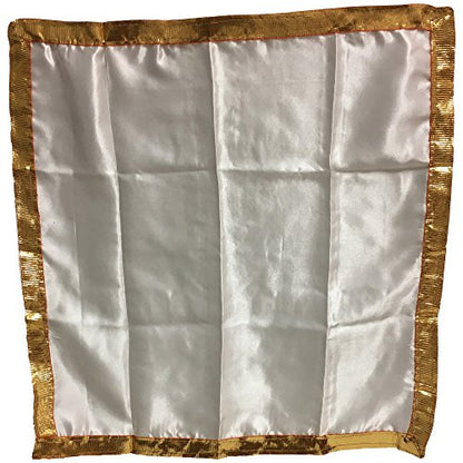 Indian Yoga Meditation Shimmer Sequin Silk Square Prayer Altar Cloth (25" x 25) (White Solid) - color: White Solid