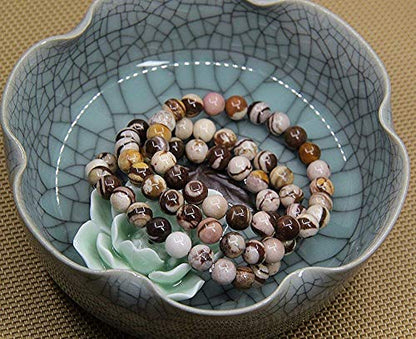 Angelstones Handmade Natural Healing Gemstone 8mm Round Beads Stretch Crystal Bracelet 7 Inch Unisex - color: African Zebra Jasper