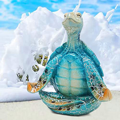 2Pcs Sea Turtle Meditating Yoga Statues - Beach & Home Office/Bedroom Decor - Resin Zen Turtle Figurines for Beachy Decor