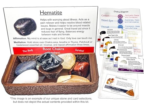 Portable Chakra Healing Altar Kit (19 Pieces): This Pocket-Sized Collection Includes Crystals and Cards. It is Great for Chakra Healing, Meditation, Gifts, Spiritual Growth, and Mindfulness.