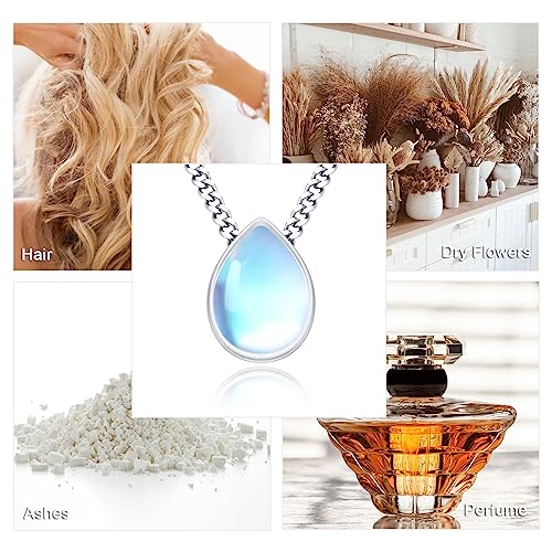 Urn Necklace for Ashes 925 Sterling Silver Cremation Pendant Horse/Dragon/Owl/Moonstone/Opal/Turquoise/Moss Agate/Malachite Keepsake Memorial Jewelry for Women Men - style: Moonstone