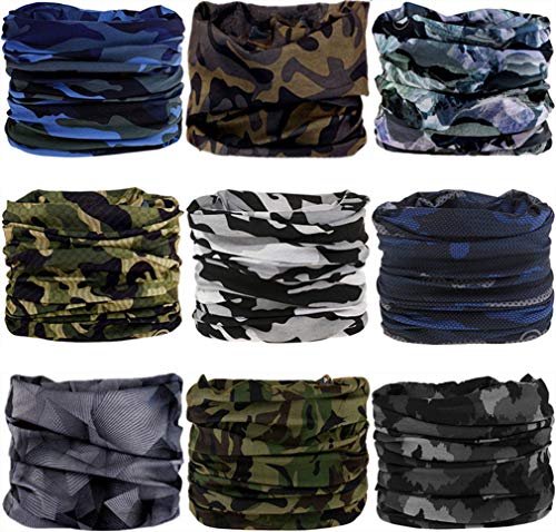 Headband Neck Gaiter Head Wrap Headwear Face Mask Magic Scarf Bandana for Men and Women - color: 9pc.camouflage New Series