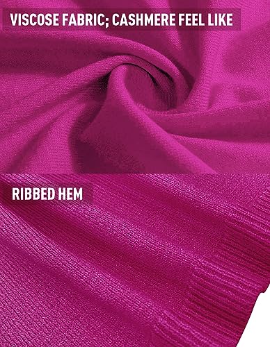 PULI Women's Versatile Knitted Shawls Scarf Poncho Sweater with Buttons Lightweight Spring Summer Fall Wraps - color: A-hotpink