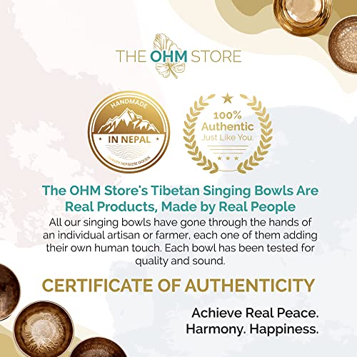 Large Tibetan Singing Bowl Set by Ohm Store — Deep Tone, Pure Bronze Meditation Sound Bath Instrument Handcrafted in Nepal — Tiger Sound Bowl 6 Inch - color: Tiger