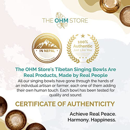 Large Tibetan Singing Bowl Set by Ohm Store — Deep Tone, Pure Bronze Meditation Sound Bath Instrument Handcrafted in Nepal — Tiger Sound Bowl 6 Inch - color: Tiger