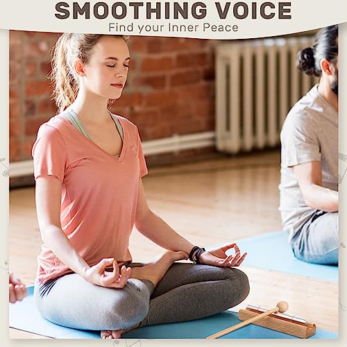 Boao 12 Pieces Meditation Chime, Mindfulness Teacher Hand Bell Chime Musical Percussion Instrument with Mallet Reminder Tools for Prayer Yoga Music Sound Therapy Gift