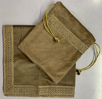SMMS Spiritual Velvet Table Cloth Altar Tarot Spread (Beige, Small- 46cm*46cm/ 18inch*18inch) - color: Beige, size: Small- 46cm*46cm/ 18inch*18inch
