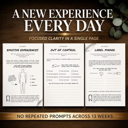 Guided Journal for Men | 13-Week Mindfulness & Self Mastery Journal for Gratitude, Reflection & Self Improvement | Unique Daily Prompts & Exercises | A5 Vegan Leather | Premium Gift Box | His Vibe - style: Without Pen