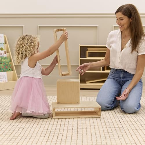 Hollow Wooden Building Block Set, Montessori Toy, Natural, 18-Piece