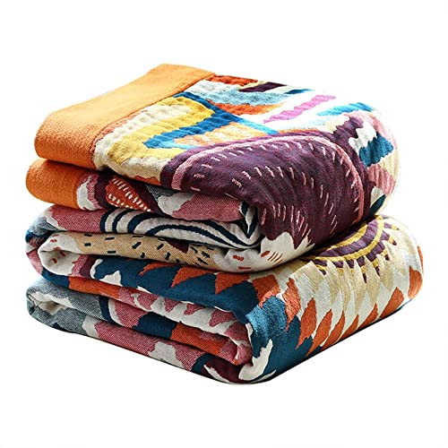 MSGKV Boho Throw Blanket for Bed Couch,100% Cotton Throw Blankets 80''x90'' Travel Summer Reversible Versatile Woven Blanket Home Decor - color: Sun Circle, size: 80"x90"