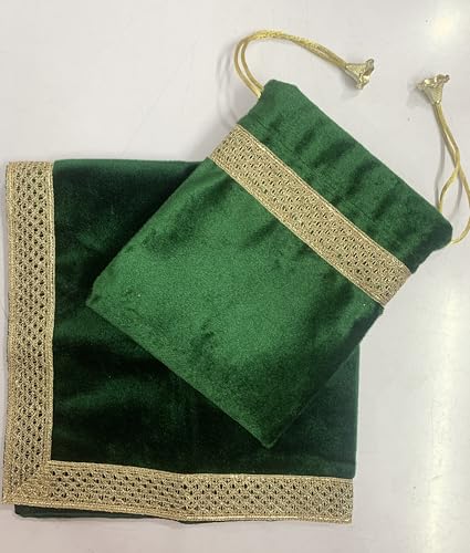 SMMS Spiritual Velvet Table Cloth Altar Tarot Spread (Green, Small- 46cm*46cm/ 18inch*18inch) - color: Green, size: Small- 46cm*46cm/ 18inch*18inch