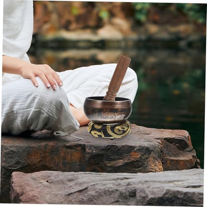 Tibetan Singing Bowl Handcrafted Meditation Accessory with Mallet for Yoga Mindfulness Relaxation and Buddhist Practice Random Color