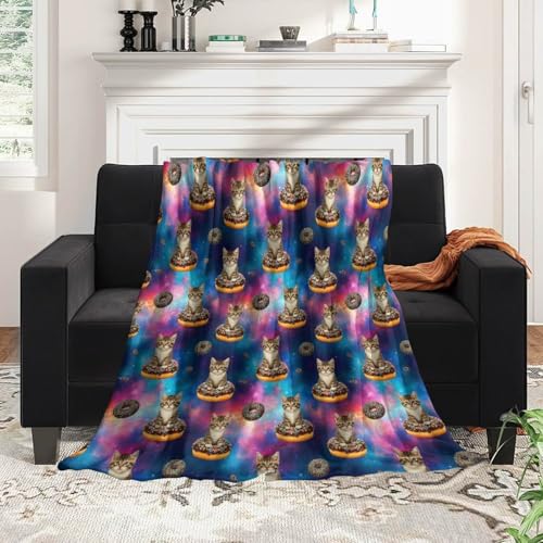 Adult Women Men Extra Soft Blankets, Space Doughnut Donut Cats Warm Throw Blanket Large Throw Wearable Cuddle, Camping Blanket - color: Pattern 12, size: 50x60inch-teens
