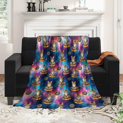 Adult Women Men Extra Soft Blankets, Space Doughnut Donut Cats Warm Throw Blanket Large Throw Wearable Cuddle, Camping Blanket - color: Pattern 12, size: 50x60inch-teens
