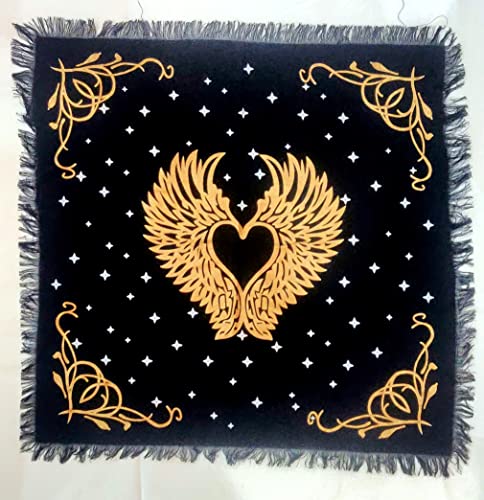 INDACORIFY Angel Wings Altar Table Top Cloth with Fringes Alter Tarot Witchcraft Spread Meditational Sacred Cloth 18x18 in (Gold Angel Wings) - color: Gold Angel Wings