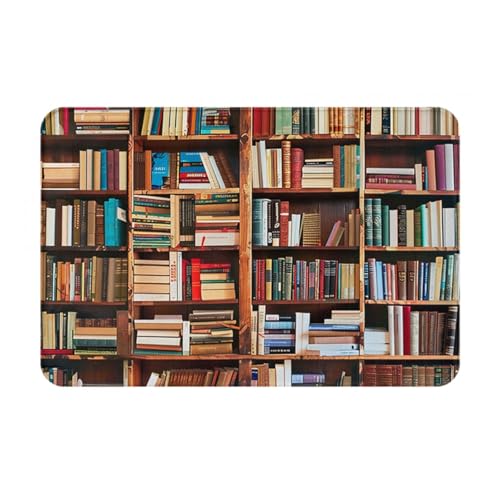 Books Printed Flannel Non - Slip Floor Mat 16x24in - Soft Plush Microfiber Rug for Every Indoor Space - color: Books