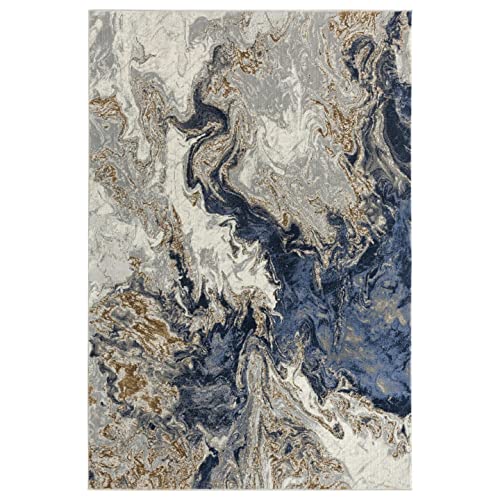 LUXE WEAVERS Marble Swirl Abstract Area Rug, Blue 4x5 - color: Blue, size: 4' x 5' (Rectangular)