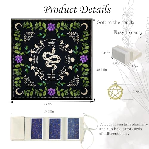 Knana Tarot Altar Cloth Mat - Silk for Reading - Witchcraft Accessories - Tarot Card Bag (Black Snake) - color: Black Snake