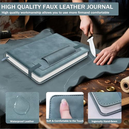 Lined Journal Notebook for Women Men, 256 Pages, Medium 5.7 in x 8.3 in - 100 GSM Thick Paper – Hardcover Leather Journals for Writing, Work, School, Note Taking, Diary Notepad,Blue - color: Blue