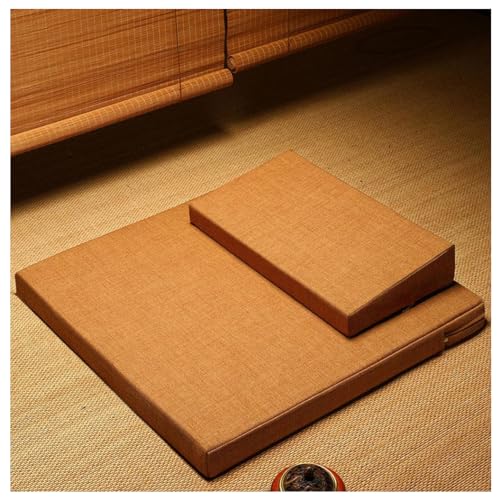 Square Meditation Cushion Mat Set with Washable Cotton Linen Cover, Larger Thick Yoga Mat Bolster Floor Pillows Seating for Adults Meditation Accessories W-70CM - color: W, size: 70CM