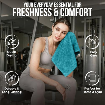RIVERSIDE Pack of 24 Wash Cloths for Showering, 12 x 12 Inches, Super Soft & Absorbent, 100% Cotton Washcloths Premium Quality Flannel Face Cloths for Bathroom, Gym, Spa (Teal, 24 Pack) - color: Teal