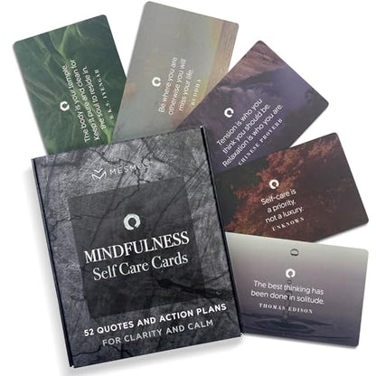 MESMOS 52 Mindfulness Cards with Action Plans. Relaxation Stress Relief Gifts for Men and Women, Positive Affirmation Cards, Anxiety Relief Items, Meditation Self Care Kit, Relaxing Spiritual Gifts - color: Nature (Large 4" X 3" Cards)