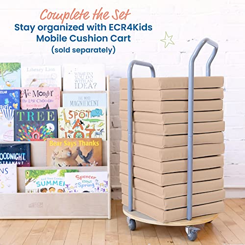 ECR4Kids SoftZone Square Floor Cushions with Handle, Flexible Seating, Sand, 6-Piece - color: Sand