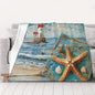 Beach Prints Throw Blanket (280g Flannel) Anti-Pilling Warm Fuzzy Blankets for Bed Sofa Couch Travel 60x50 Inch - color: Beach, size: 60x50 Inch