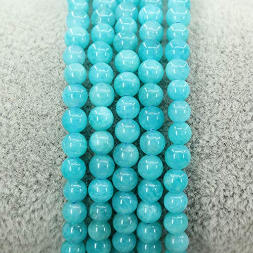Keleny 4mm Natural Round Beads Gemstones Rock Crystal Stretch Bracelet 7 Inch Unisex - color: Blue Russia Amazonite