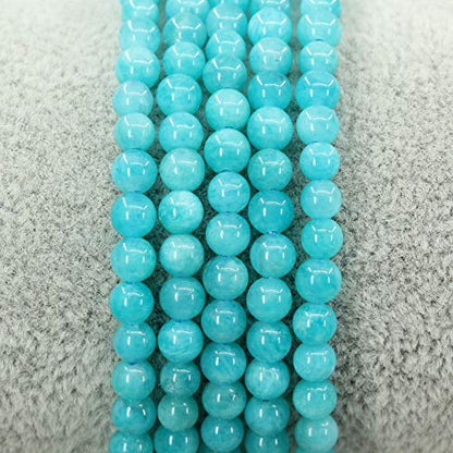 Keleny 4mm Natural Round Beads Gemstones Rock Crystal Stretch Bracelet 7 Inch Unisex - color: Blue Russia Amazonite