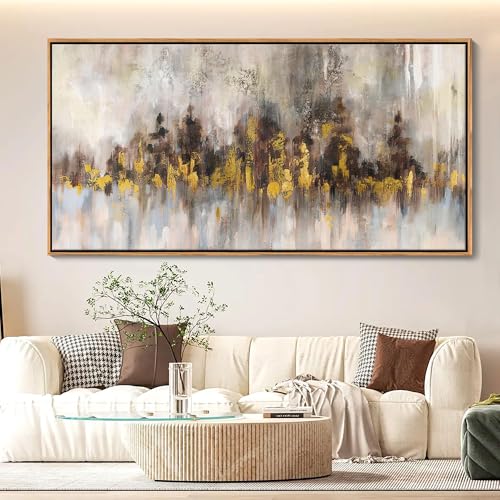 Abstract Painting Wall Art Black and Gold Picture for Living Room Retro Home Bedroom Decoration Modern Framed Artwork Decor 29X58IN - color: Gold-F, size: 29"L x 58"W