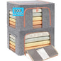 Large Capacity Clothes Storage Bags Stackable Storage Organizer with Foldable Metal Frame Zipper Handles Clear Window Storage Container Box for Blanket Sweater Comforter Pillow (100L Gray 2 Pack)